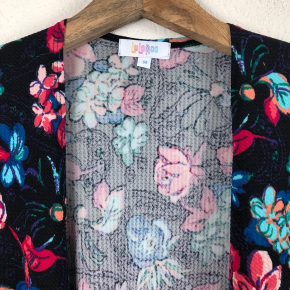 LuLaRoe Sarah Cardigan Duster Black and Fl… - Picture 3 of 8
